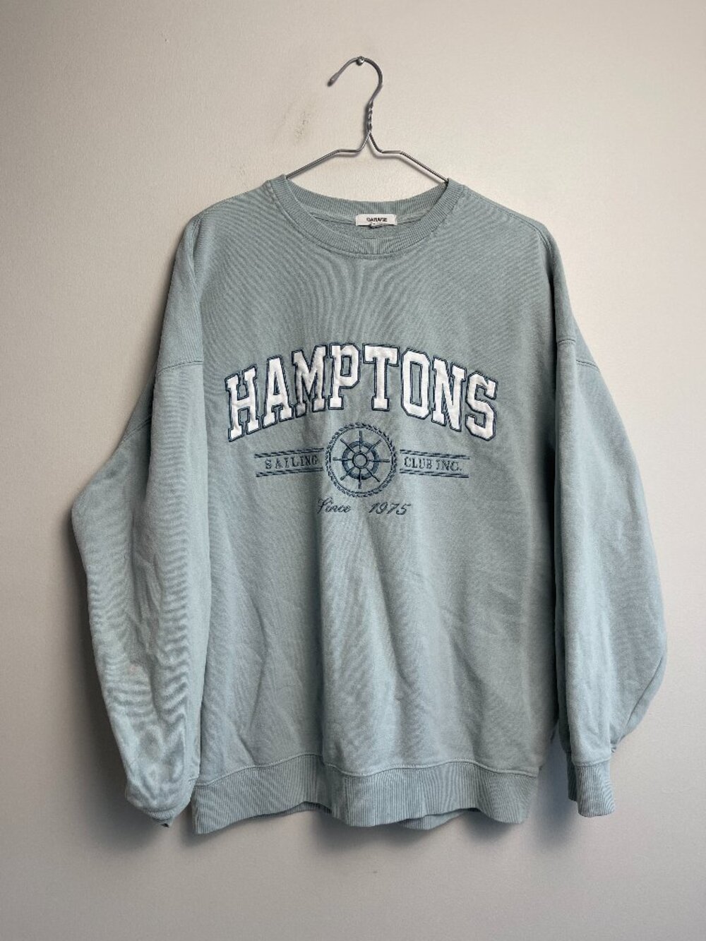 Garage Hamptons Sailing Club Crewneck Sweatshirt Blue Green Size M